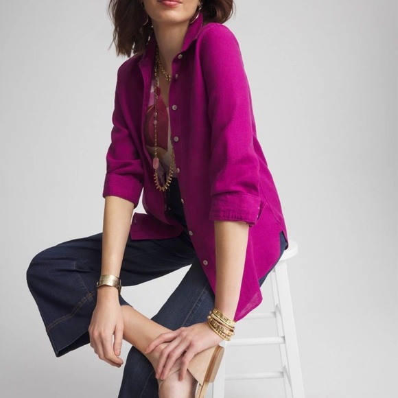 Chico’s Button Down Linen Shirt Size US 10/M 1.5 - Picture 8 of 11